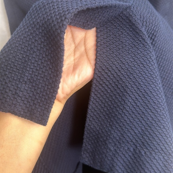 Talbots Woman Navy Midi Sleeveless Cotton Dress Scallop Neckline Size 18W - Picture 4 of 8